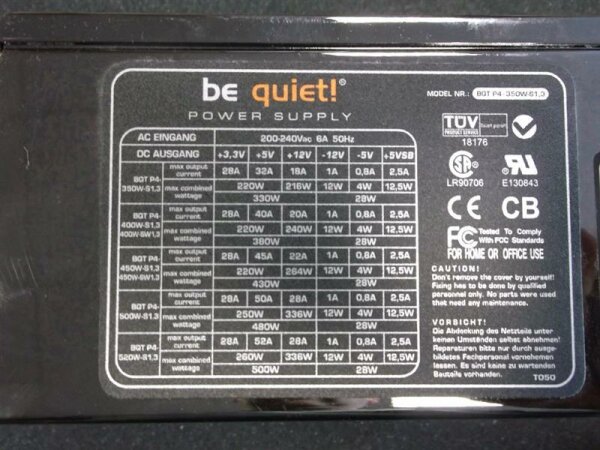 Be Quiet Blackline P4 350W(BQT P4-350-S1.3) ATX Netzteil 350 Watt   #26911