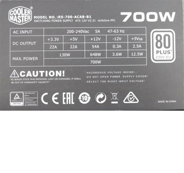 Cooler Master G700 700W ATX 2.3 RS-700-ACAA-B1 700Watt 80 Plus   #130345