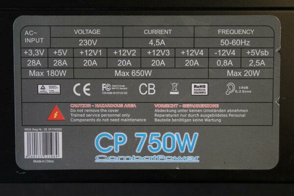 CombatPower CP 750W ATX Netzteil 750 Watt   #26684