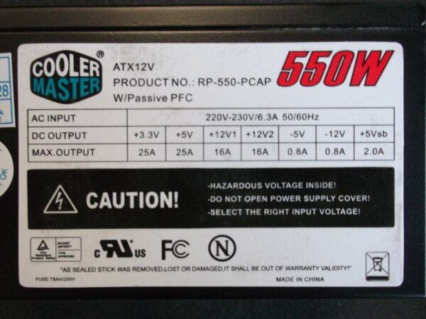 Cooler Master RP-550-PCAP 550 Watt  550 W ATX Netzteil    #27710