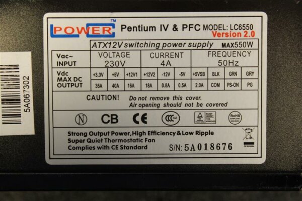 LC Power Super Silent Black LC6550 V2.0 550 Watt    #27976