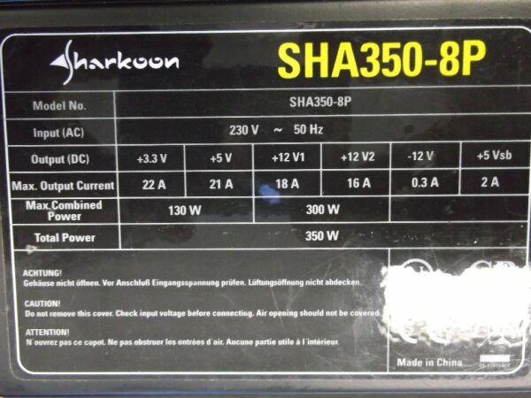 Sharkoon SHA350-8P ATX Netzteil 350 Watt   #28015