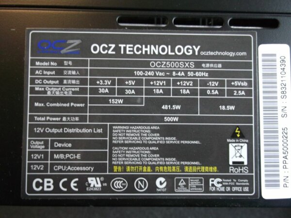 OCZ StealthXStream 500W (OCZ500SXS) ATX Netzteil 500 Watt   #27782