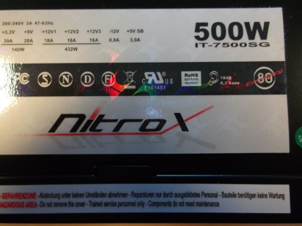 Nitrox IT-7500SG 500W ATX Netzteil 500 Watt 80+ modular   #28092