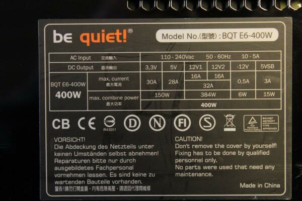Be Quiet Straight Power E6 400W (BN083) ATX Netzteil 400 Watt 80+   #27841