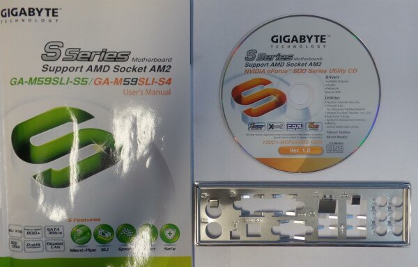 Gigabyte GA-M59SLI-S5 Handbuch - Blende - Treiber CD   #26825