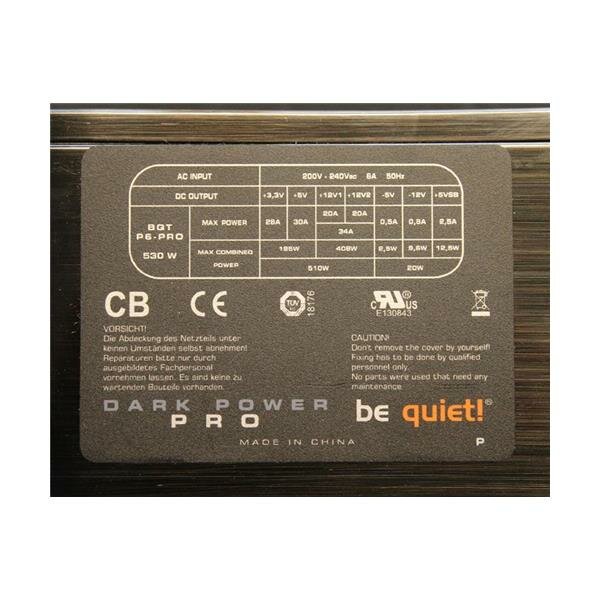 Be Quiet Dark Power Pro P6 530W (BN030) ATX Netzteil 530 Watt modular   #26583