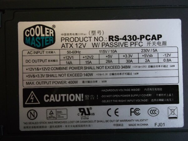 Cooler Master RS-430-PCAP ATX Netzteil 400 Watt   #27637
