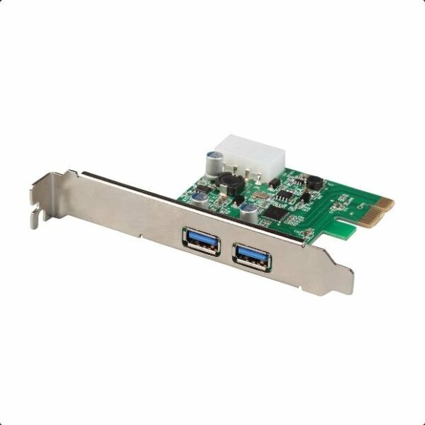 2-Port USB 3.0 Hub Karte Controller PCI Express x1 Molex Stromanschluss   #27130