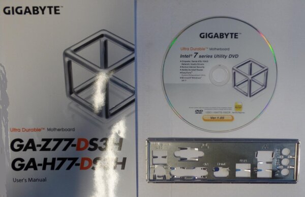 Gigabyte GA-H77-DS3H Rev.1.2 Handbuch - Blende - Treiber CD   #32770