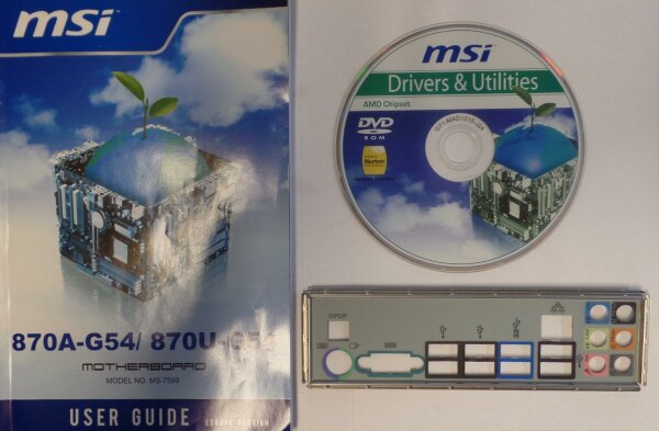 MSI 870A-G54 MS-7599 Ver. 3.1 Handbuch - Blende - Treiber CD   #32260