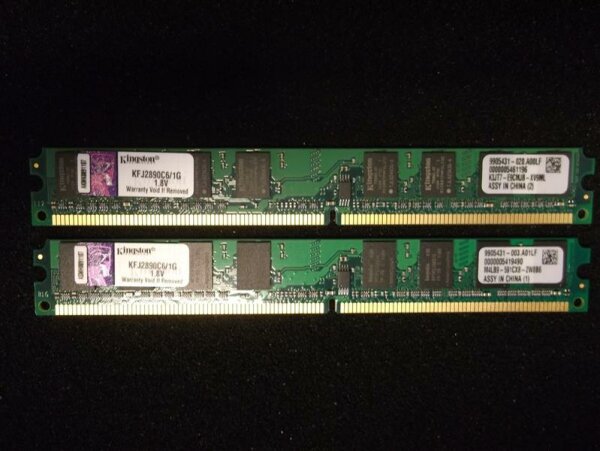 Kingston 2 GB (2x1GB) KFJ2890C6/1G 240pin DDR2-800 PC2-6400   #33284