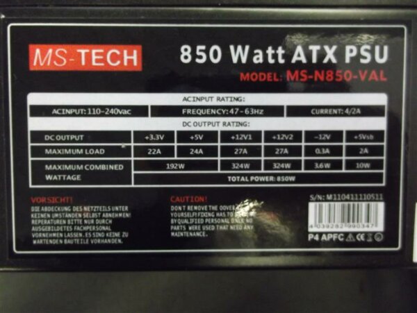 MS-Tech MS-N850-VAL 850 Watt   #35594