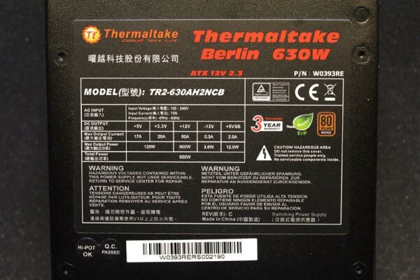 Thermaltake Germany Series Berlin 630W (W0393RE) ATX Netzteil 630 Watt   #30734