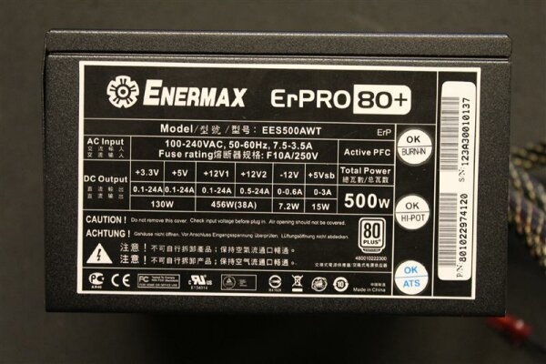 Enermax ErPro80+ 500W ATX 2.3 500 Watt 80 Plus EES500AWT-ErP   #71695