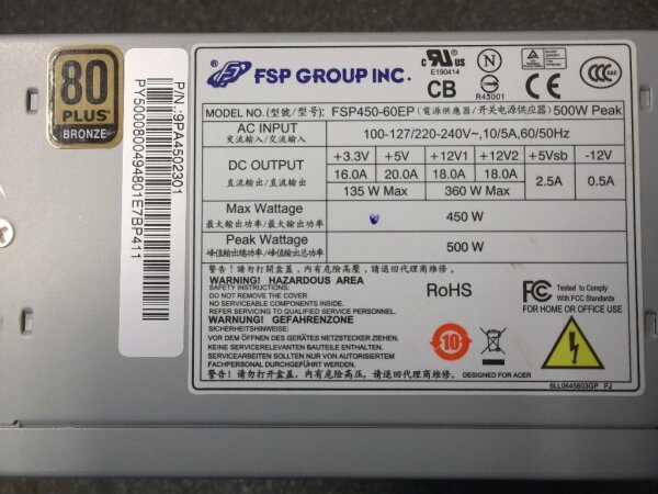 FSP Group FSP450-60EP 450W ATX Netzteil 450 Watt 80+   #32046