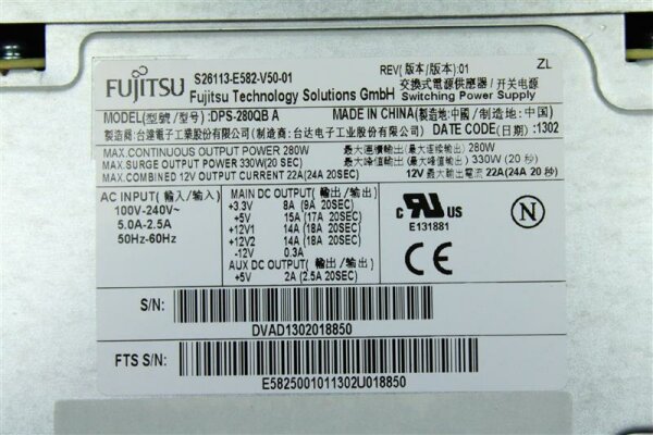 Fujitsu Siemens S26113-E582-V50-01 280 Watt ATX Workstation P400   #110653