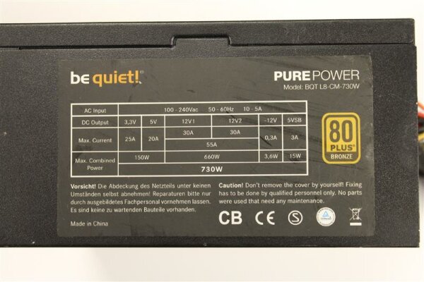 Be Quiet Pure Power L8-CM-730W (BN183) ATX Netzteil 730 Watt 80+ modular  #90687