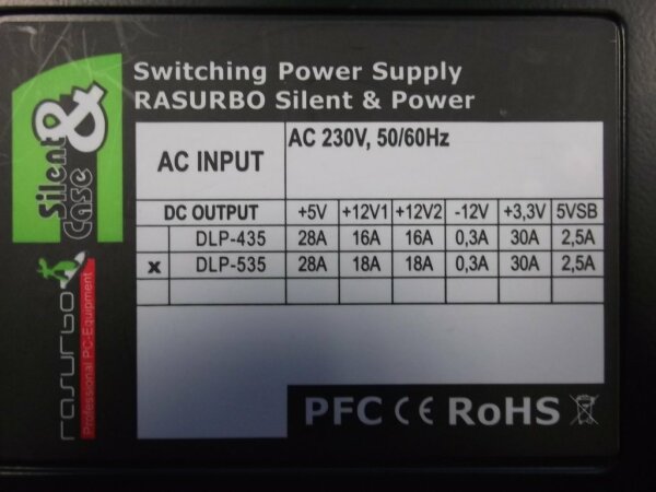 Rasurbo Silent & Power DLP-535 ATX 2.2 535 Watt   #29510