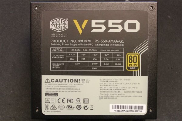 CoolerMaster V550 Semi 80 Plus RS-550-AMAA-G1 500 Watt 80+  Modular   #40263