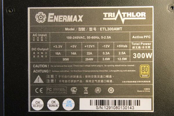 Enermax Triathlor ETL300AWT 300 Watt 80 Plus   #37713