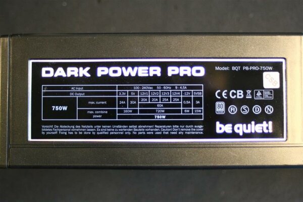 Be Quiet Dark Power Pro P8 750W (BN124) ATX Netzteil 750 Watt 80+ modular #83794