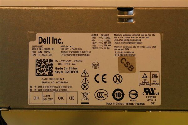 Dell Optiplex 3010 Netzteil Dell L240AS-00 240 Watt Small Form Factor   #88688