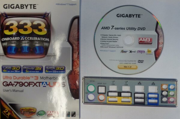 Gigabyte GA-790FXTA-UD5 Handbuch - Blende - Treiber CD   #33392