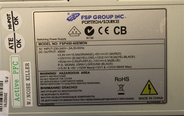 FSP Group Fortron/Source Netzteil 450W FSP450-60EMDN 450 Watt   #36471