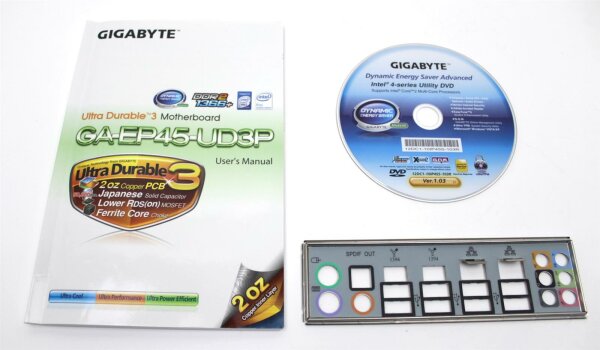 Gigabyte GA-EP45-UD3P Rev.1.0 Handbuch - Blende  Treiber CD   #30844