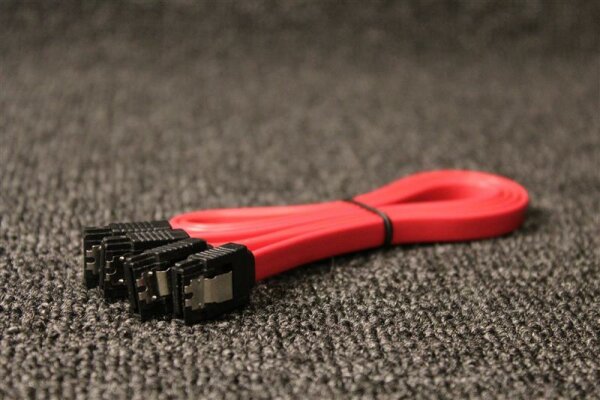 2x SATA2 Kabel Rot 3,0 Gbit/s 0,5m gerade Stecker mit Clip S-ATA   #37512