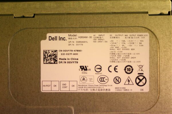 Dell H265AM-00 265 Watt ATX Netzteil für Dell Precision T1600   #87693