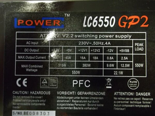 LC Power LC6550GP2 V2.2 550 Watt   #32909