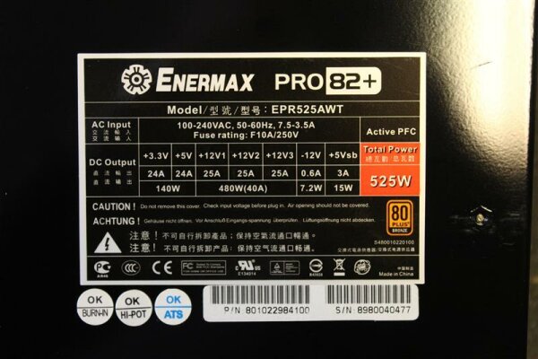 Enermax Pro 82+ EPR525AWT 525 Watt 80 Plus   #28306