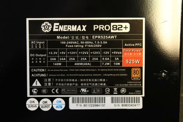 Enermax Pro 82+ EPR525AWT ATX Netzteil 525 Watt 80 Plus   #28306