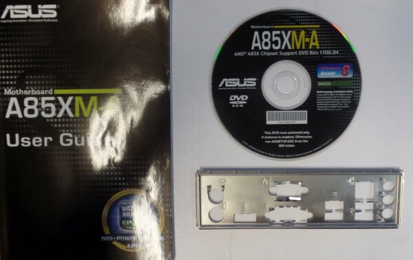 ASUS A85XM-A manual - i/o-shield - CD-ROM with drivers   #   #35230
