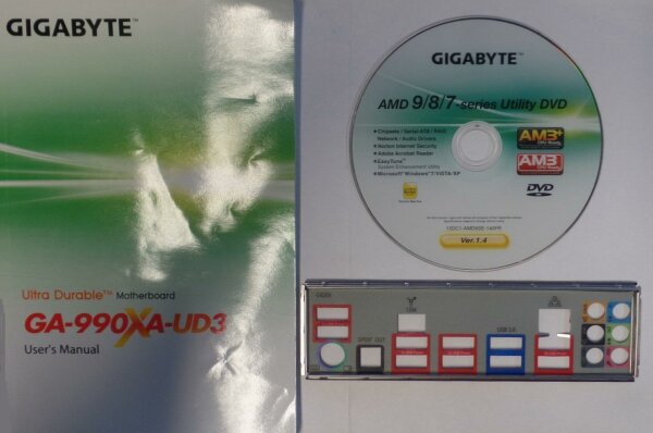 Gigabyte GA-990XA-UD3 Handbuch - Blende - Treiber CD   #37025