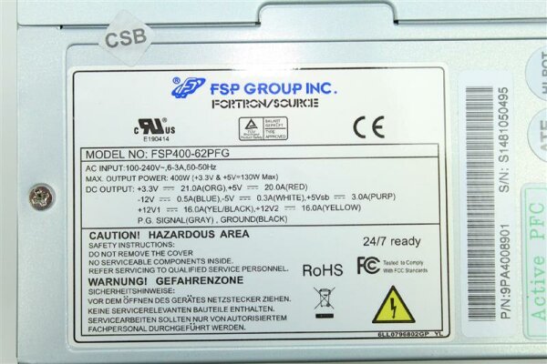 FSP Group FSP400-62PFG 400 Watt ATX Netzteil   #117158