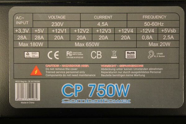 CombatPower CP 750W ATX Netzteil 750 Watt   #36274