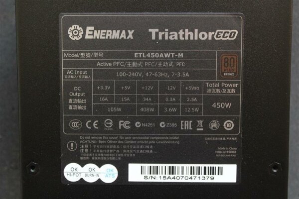 Enermax Triathlor ECO 80 Plus ETL450AWT-M 450 Watt 80+ modular   #40375