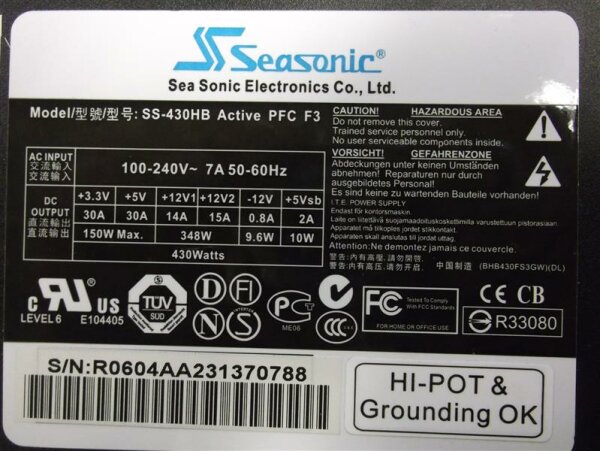 Seasonic S12 430 Watt ATX 2.2 SS-430HB   #34232