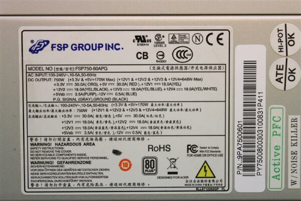 FSP Group FSP750-80APG 750W 80 Plus 750 Watt 80+   #39865