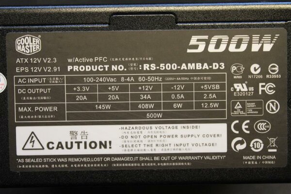 Cooler Master Silent Pro M500 500 Watt 80+ modular   #39363