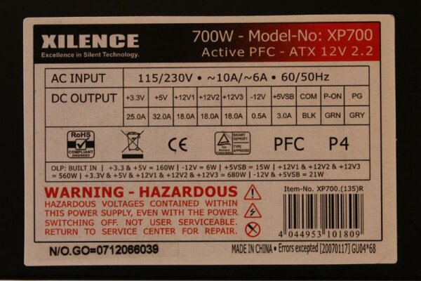 Xilence Power 700W (SPS-XP700) ATX Netzteil 700 Watt   #89033