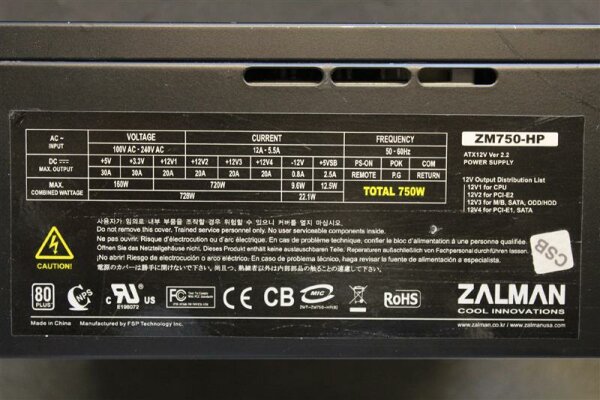 Zalman ZM750-HP 750W 80 Plus 750 Watt 80+ Modular Netzteil   #42453