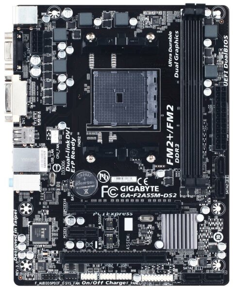 Gigabyte GA-F2A55M-DS2 Rev.3.0 AMD A55 Mainboard Micro ATX Sockel FM2   #35547