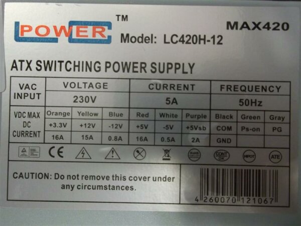 LC-Power LC420H-12 420W ATX Netzteil 420 Watt   #34019