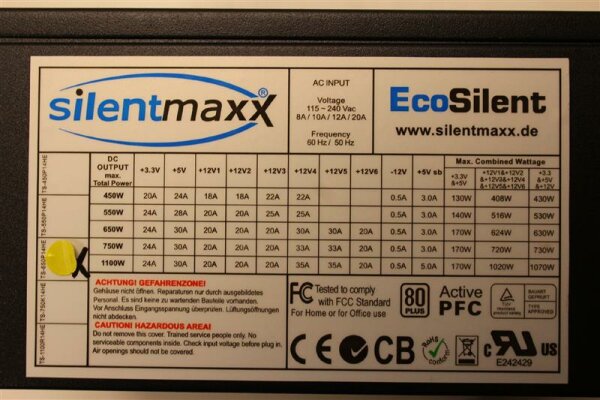 Silentmaxx ECO-Silent 650W (TS-650P-14HE) ATX Netzteil 650 Watt 80+   #110070