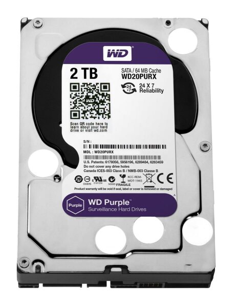 Western Digital WD Purple 2 TB 3.5 Zoll SATA-III 6Gb/s WD20PURX HDD   #108279