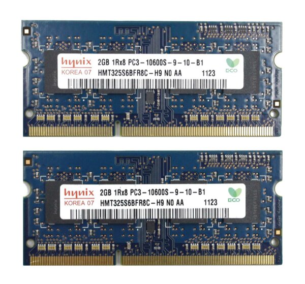 4 GB SO-DIMM (2x2GB) Hynix HMT325S6BFR8C-H9 N0 AA DDR3 PC3-10660S   #34810